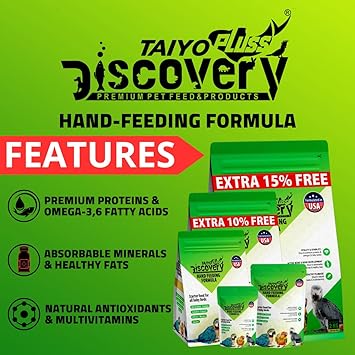 Taiyo Pluss Discovery Hand Feeding Formula for All Baby Birds - 250 g Pouch Bird Food