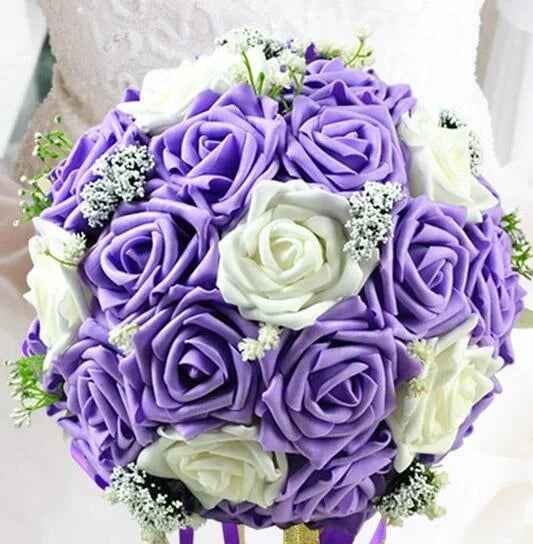 Artificial Rose Wedding Bouquet 24 Heads Romantic Bridal Hand Holding Flowers 26cm - Image 4