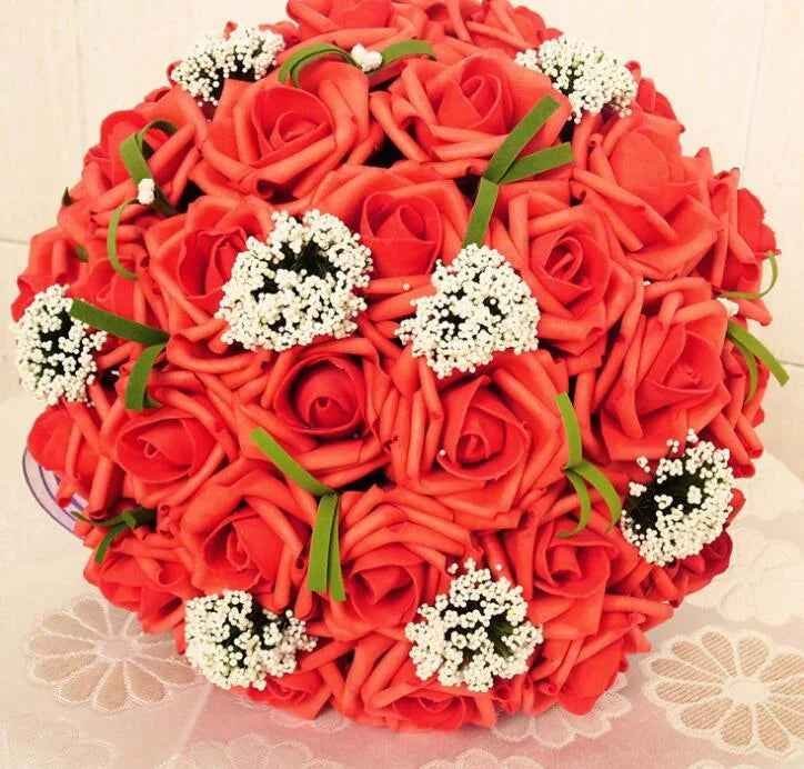 Artificial Rose Wedding Bouquet 24 Heads Romantic Bridal Hand Holding Flowers 26cm - Image 18