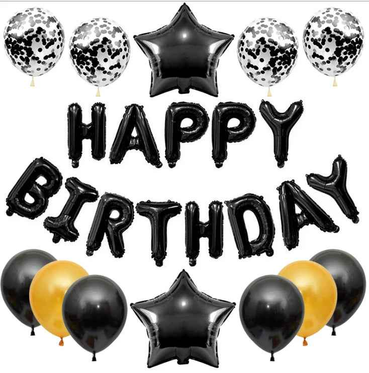 Happy Birthday Balloon Banner Set 25pcs Foil Letters Confetti Stars Party Kit - Image 5